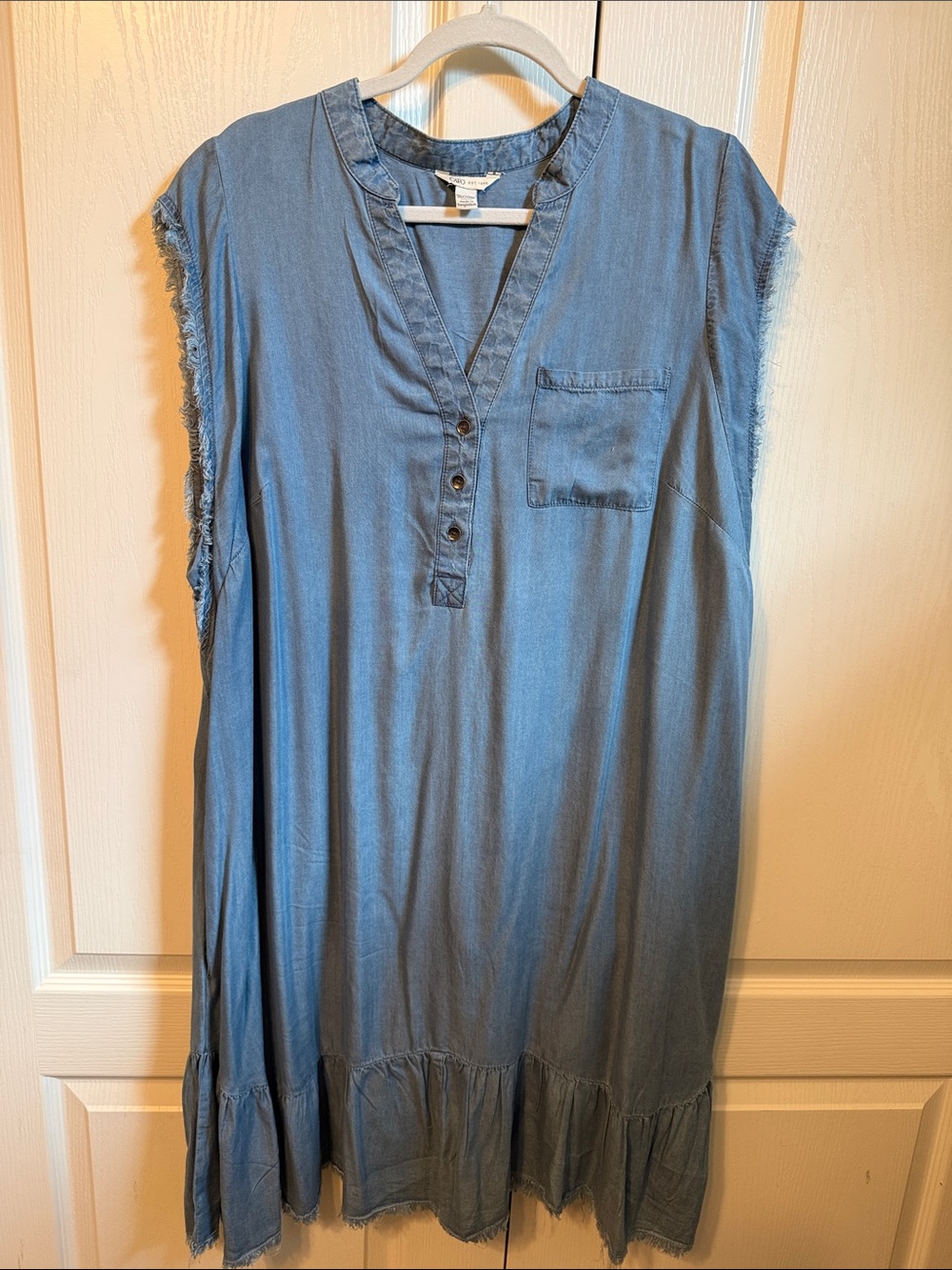 Cato Light Blue Denim-Style Sleeveless Midi Dress